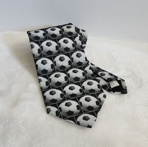 Ralph Marlin Polyester Soccer Ball White Black Sports Necktie Tie